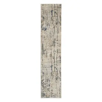 16' Beige And Gray Abstract Runner Rug