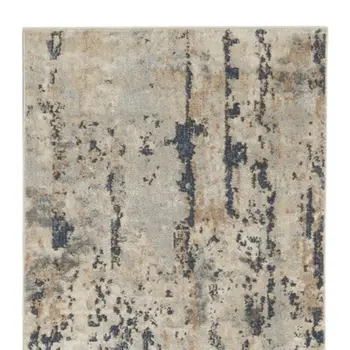 6' Beige And Gray Abstract Runner Rug