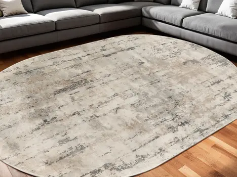 6' X 9' Beige and Gray Abstract Power Loom Area Rug