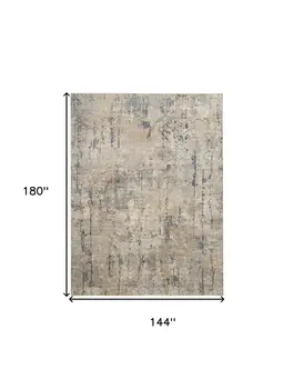 12' X 15' Beige and Gray Abstract Power Loom Area Rug