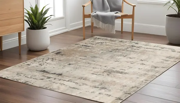 10' Beige and Gray Square Abstract Power Loom Area Rug
