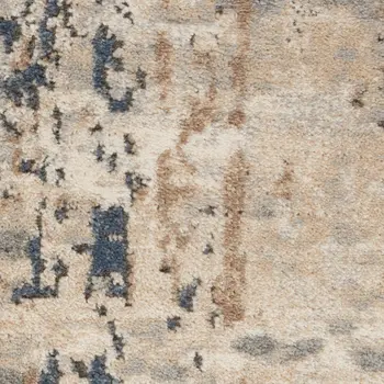 8' Beige and Gray Square Abstract Power Loom Area Rug