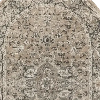 6' X 9' Beige and Gray Medallion Power Loom Distressed Area Rug