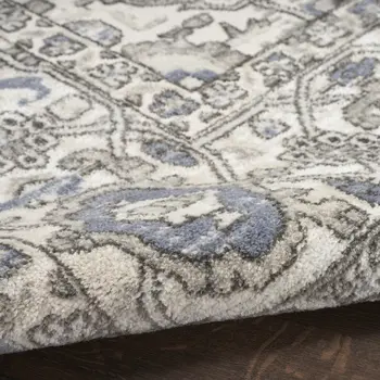 4' X 6' Blue And Ivory Medallion Distressed Area Rug