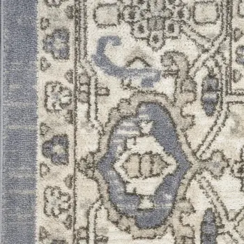 8' Blue And Ivory Medallion Distressed Runner Rug