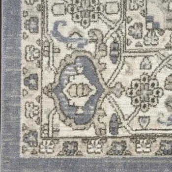 8' Blue And Ivory Medallion Distressed Runner Rug