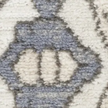 4' X 6' Blue and Ivory Medallion Power Loom Distressed Area Rug
