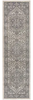 8' Blue And Ivory Medallion Distressed Runner Rug