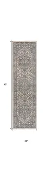 8' Blue And Ivory Medallion Distressed Runner Rug