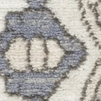 5' X 7' Blue and Ivory Medallion Power Loom Distressed Area Rug