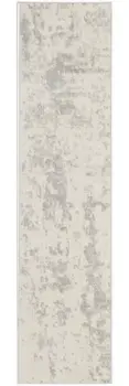 8' Gray And Ivory Abstract Runner Rug