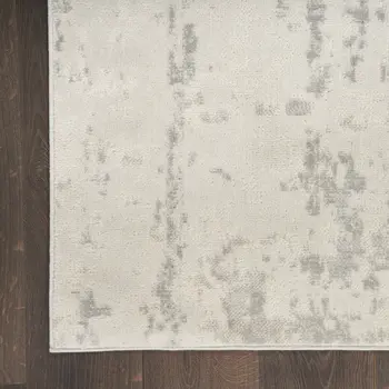 8' Gray And Ivory Abstract Runner Rug