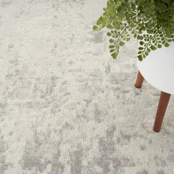 8' X 10' Gray and Ivory Abstract Power Loom Area Rug