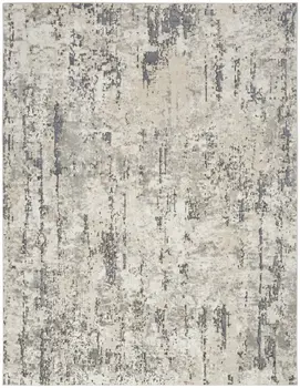 4' X 6' Gray and Ivory Abstract Power Loom Area Rug