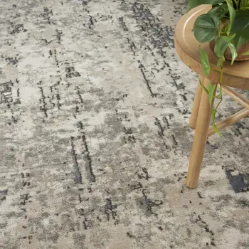 4' X 6' Gray and Ivory Abstract Power Loom Area Rug