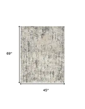 4' X 6' Gray and Ivory Abstract Power Loom Area Rug