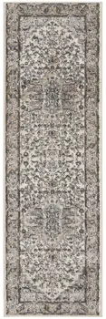 6' Gray And Ivory Medallion Distressed Runner Rug