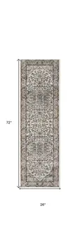 6' Gray And Ivory Medallion Distressed Runner Rug
