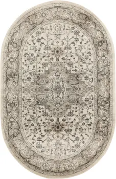 5' X 8' Gray and Ivory Medallion Power Loom Distressed Area Rug
