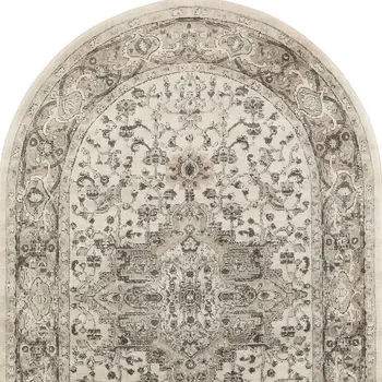 5' X 8' Gray and Ivory Medallion Power Loom Distressed Area Rug