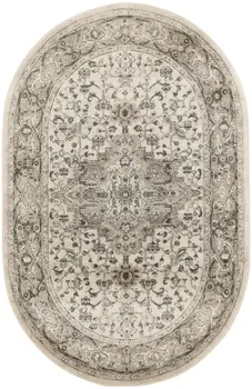 6' X 9' Gray and Ivory Medallion Power Loom Distressed Area Rug