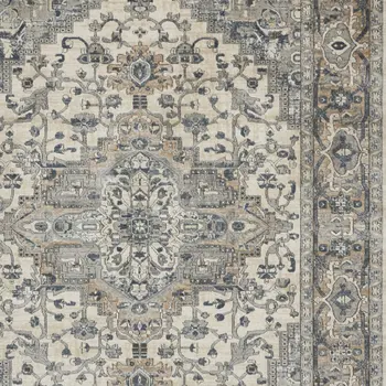 12' X 15' Ivory and Gray Medallion Power Loom Area Rug