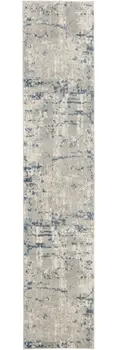 20' Gray And Ivory Abstract Runner Rug