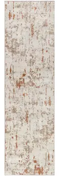 8' Red And Ivory Abstract Runner Rug