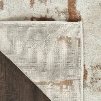 8' Red And Ivory Abstract Runner Rug