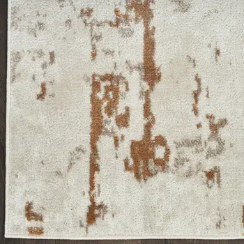 8' Red And Ivory Abstract Runner Rug