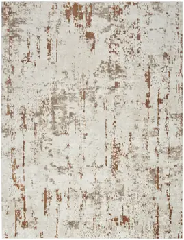 5' X 7' Red and Ivory Abstract Power Loom Area Rug