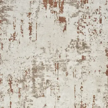 5' X 7' Red and Ivory Abstract Power Loom Area Rug