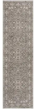 8' Gray And Ivory Medallion Distressed Runner Rug