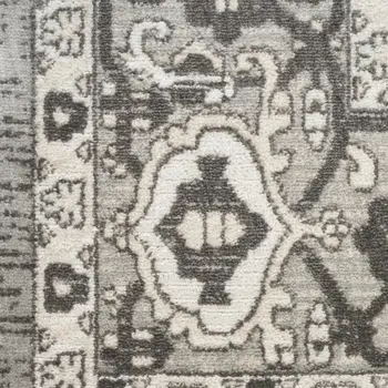 8' Gray And Ivory Medallion Distressed Runner Rug