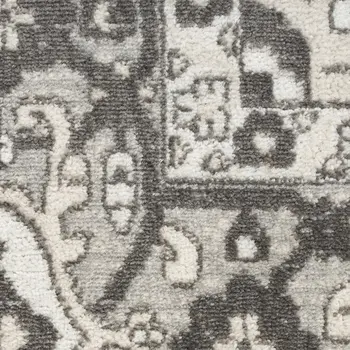 8' Gray And Ivory Medallion Distressed Runner Rug