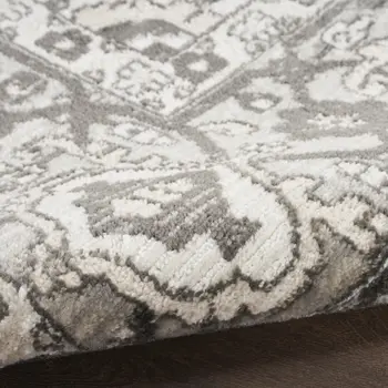 5' X 7' Gray and Ivory Medallion Power Loom Distressed Area Rug