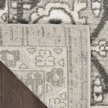 8' X 10' Gray and Ivory Medallion Power Loom Distressed Area Rug