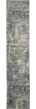 10' Beige And Gray Abstract Runner Rug