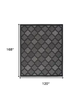 10' X 14' Charcoal And Black Trellis Indoor Outdoor Area Rug
