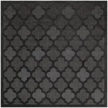 9' Charcoal And Black Square Trellis Indoor Outdoor Area Rug