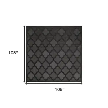 9' Charcoal And Black Square Trellis Indoor Outdoor Area Rug