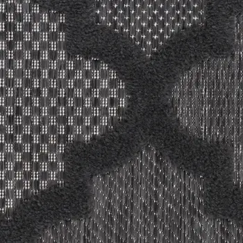 10' Charcoal And Black Trellis Indoor Outdoor Runner Rug