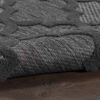 10' Charcoal And Black Trellis Indoor Outdoor Runner Rug