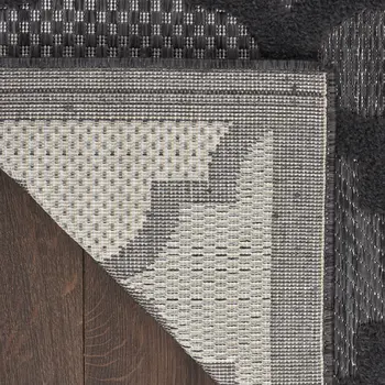 20' Charcoal And Black Trellis Indoor Outdoor Runner Rug