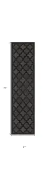 6' Charcoal And Black Trellis Indoor Outdoor Runner Rug