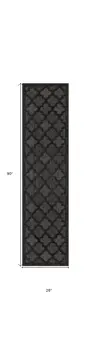 8' Charcoal And Black Trellis Indoor Outdoor Runner Rug