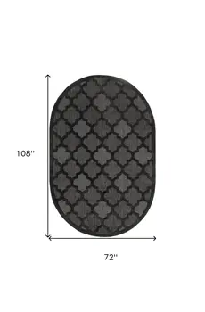 6' X 9' Charcoal And Black Trellis Indoor Outdoor Area Rug
