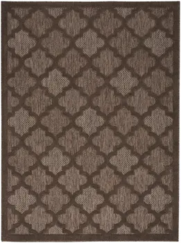 5' X 7' Dark Brown And Light Brown Trellis Indoor Outdoor Area Rug