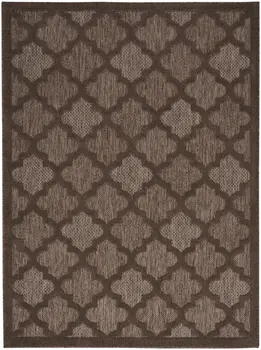 5' X 7' Dark Brown And Light Brown Trellis Indoor Outdoor Area Rug