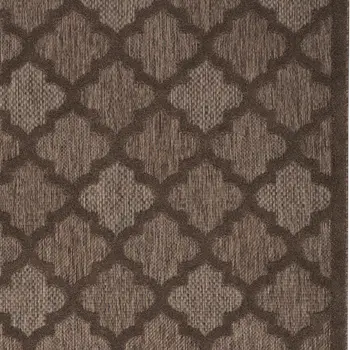 5' X 7' Dark Brown And Light Brown Trellis Indoor Outdoor Area Rug